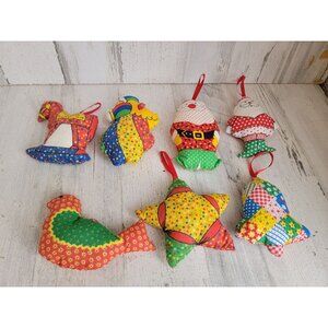 Patchwork variety santa star horse bird ornament‎ Xmas set